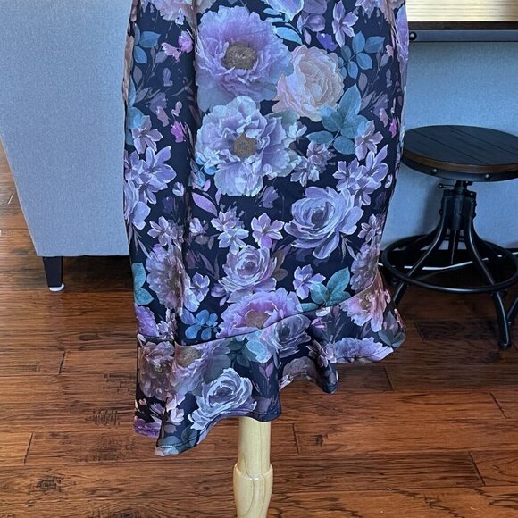 Jessica Simpson Floral Sheath Dress Women's Size Small Fitted Asymmetrical Hem - Picture 3 of 13